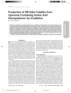 Production of Off-Odor Volatiles from Liposome-Containing Amino Acid Homopolymers by Irradiation