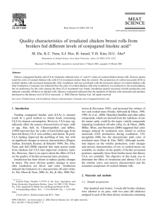 Quality characteristics of irradiated chicken breast rolls from