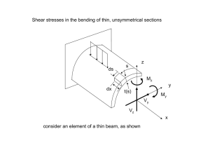 Shear stresses in the bending of thin, unsymmetrical sections z s ds