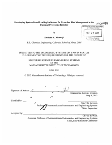 Developing  System-Based  Leading Indicators for Proactive Risk ... Chemical  Processing  Industry