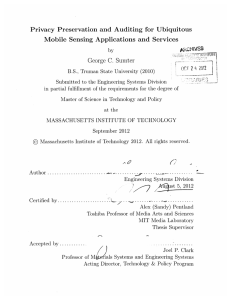 Privacy  Preservation  and  Auditing  for ... Mobile  Sensing  Applications  and  Services C.