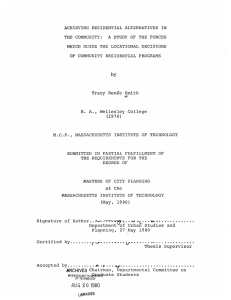 ACHIEVING  RESIDENTIAL ALTERNATIVES  IN THE  COMMUNITY:
