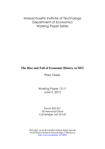 Massachusetts Institute of Technology Department of Economics Working Paper Series Peter Temin
