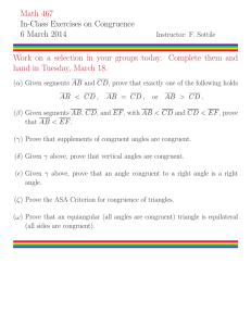 Math 467 hand in Tuesday, March 18. In-Class Exercises on Congruence