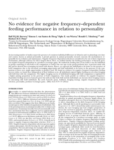 No evidence for negative frequency–dependent feeding performance in relation to personality