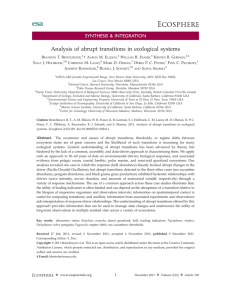 Analysis of abrupt transitions in ecological systems SYNTHESIS &amp; INTEGRATION B T. B