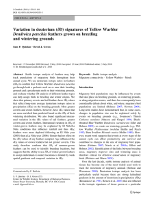 Variation in deuterium ( dD) signatures of Yellow Warbler