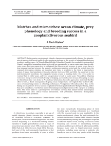 Matches and mismatches: ocean climate, prey zooplanktivorous seabird