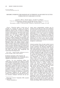 ISOTOPIC EVIDENCE FOR SOURCES OF NUTRIENTS ALLOCATED TO CLUTCH