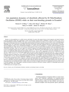 Are population dynamics of shorebirds affected by El Ni~ no/Southern