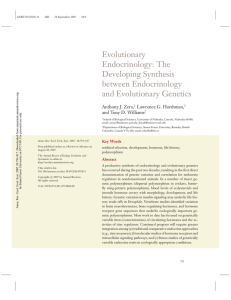 Evolutionary Endocrinology: The Developing Synthesis between Endocrinology