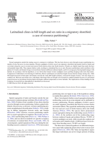 Latitudinal clines in bill length and sex ratio in a... a case of resource partitioning?