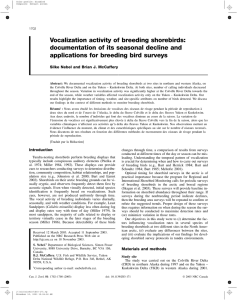 Vocalization activity of breeding shorebirds: documentation of its seasonal decline and