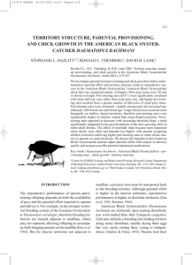 TERRITORY STRUCTURE, PARENTAL PROVISIONING, HAEMATOPUS BACHMANI