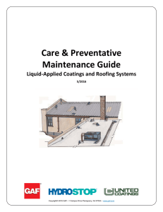 Care &amp; Preventative Maintenance Guide Liquid-Applied Coatings and Roofing Systems