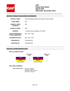 GAF Safety Data Sheet SDS # 3061 SDS Date: November 2015
