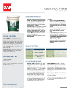 Acrylex 400 Primer Product Data Sheet BASIC USES &amp; ADVANTAGES