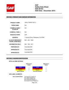 GAF Safety Data Sheet SDS #3102 SDS Date:  December 2015