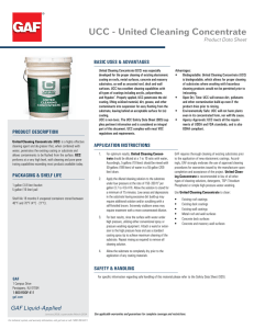 UCC - United Cleaning Concentrate Product Data Sheet BASIC USES &amp; ADVANTAGES