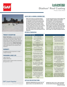 Diathon® Roof Coating Product Data Sheet BASIC USES &amp; GENERAL INFORMATION