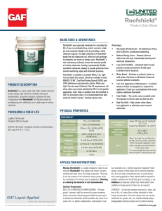 Roofshield® Product Data Sheet BASIC USES &amp; ADVANTAGES