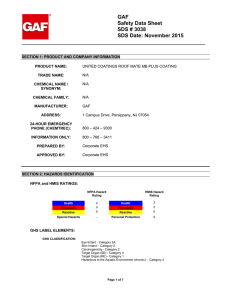GAF Safety Data Sheet SDS # 3038 SDS Date: November 2015