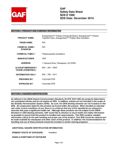 GAF Safety Data Sheet SDS # 1088 SDS Date: December 2014