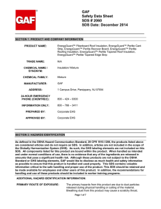 GAF Safety Data Sheet SDS # 2060 SDS Date: December 2014