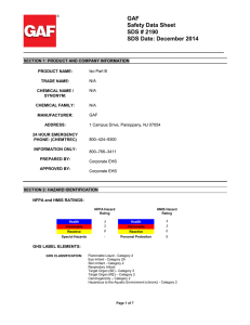 GAF Safety Data Sheet SDS # 2190 SDS Date: December 2014