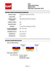 GAF Safety Data Sheet SDS # 2162 SDS Date: December 2014