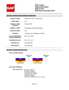 GAF oration Safety Data Sheet SDS # 2165 SDS Date: December 2014