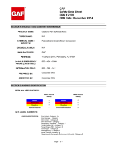 GAF Safety Data Sheet SDS # 2169 SDS Date: December 2014