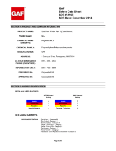 GAF Safety Data Sheet SDS # 2168 SDS Date: December 2014