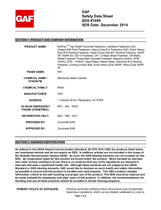 GAF Safety Data Sheet SDS #1095 SDS Date: December 2014