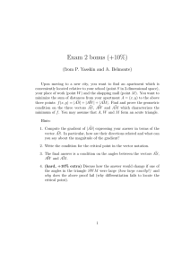 Exam 2 bonus (+10%) (from P. Yasskin and A. Belmonte)