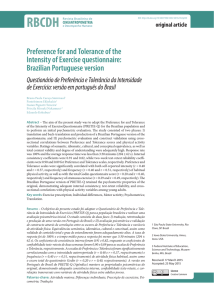 RBCDH Preference for and Tolerance of the Intensity of Exercise questionnaire: