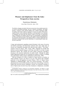 Pleasure and displeasure from the body: Perspectives from exercise Panteleimon Ekkekakis