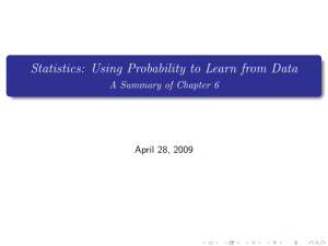Statistics: Using Probability to Learn from Data April 28, 2009