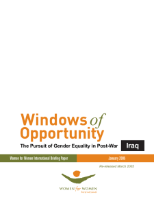 Iraq The Pursuit of Gender Equality in Post-War January 2005