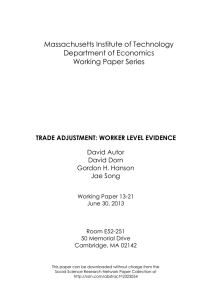 Massachusetts Institute of Technology Department of Economics Working Paper Series