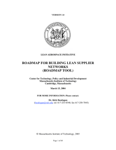 ROADMAP FOR BUILDING LEAN SUPPLIER NETWORKS (ROADMAP TOOL)