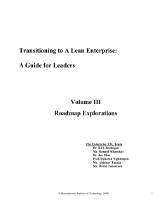 Transitioning to A Lean Enterprise: A Guide for Leaders Volume III Roadmap Explorations
