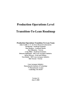 Production Operations Level Transition-To-Lean Roadmap Production Operations Transition-To-Lean Team