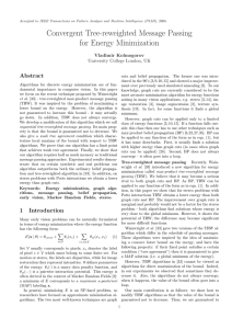 Convergent Tree-reweighted Message Passing for Energy Minimization Abstract Vladimir Kolmogorov