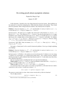 On writing proofs about asymptotic relations Prepared by Hung Q. Ngo