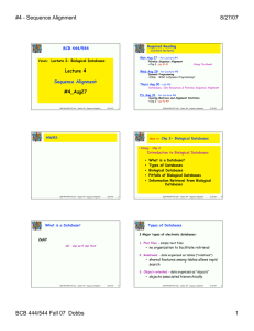 #4 - Sequence Alignment 8/27/07 Lecture 4 #4_Aug27