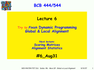 BCB 444/544 Lecture 6 #6_Aug31 Dynamic Programming