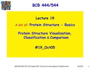 BCB 444/544 Lecture 19 #19_Oct05 Protein Structure - Basics