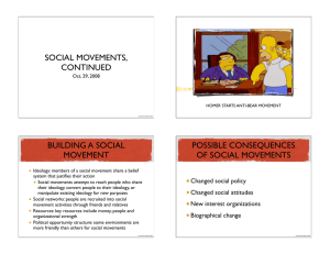 SOCIAL MOVEMENTS, CONTINUED BUILDING A SOCIAL POSSIBLE CONSEQUENCES