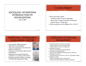 COURSE PROJECT SOCIOLOGY OF EMOTION/ INTRODUCTION TO SOCIALIZATION